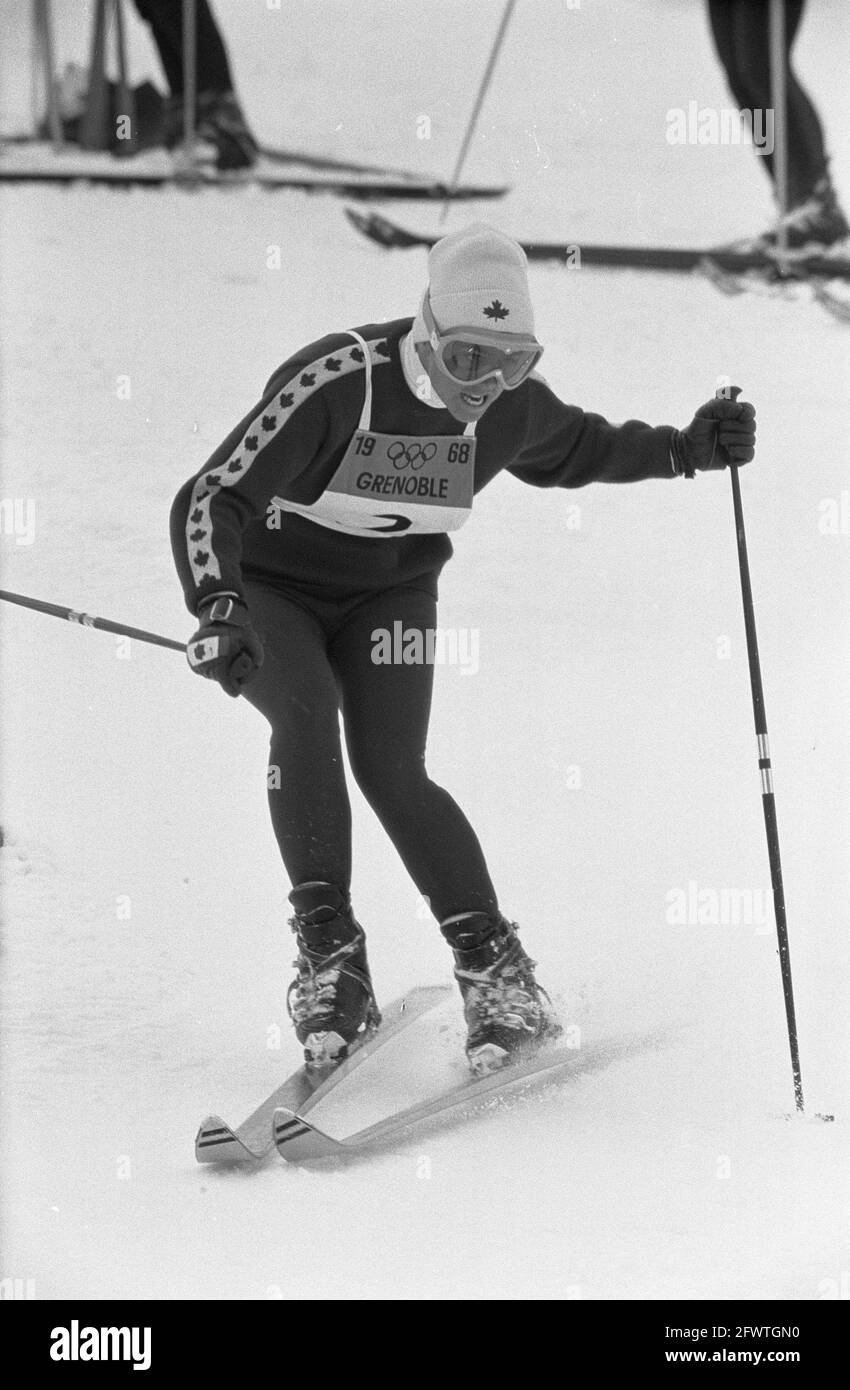 Jeux olympiques de Grenoble, slalom de ski dames. Nancy Green (Canada 2nd), 13 février 1968, ski, sport, Pays-Bas, Agence de presse du XXe siècle photo, nouvelles à retenir, documentaire, photographie historique 1945-1990, histoires visuelles, L'histoire humaine du XXe siècle, immortaliser des moments dans le temps Banque D'Images