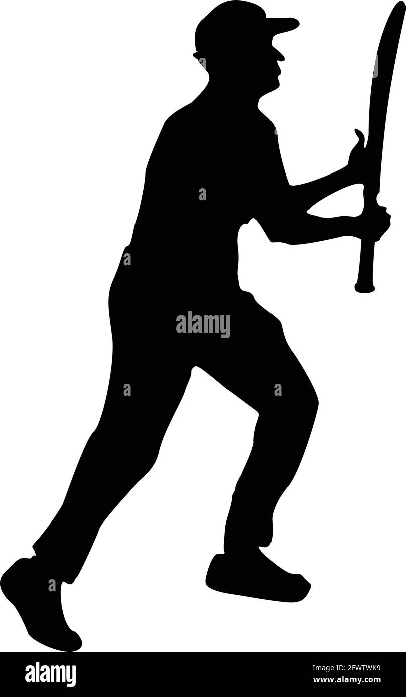 Homme battant silhouette vecteur de jeu de cricket Illustration de Vecteur