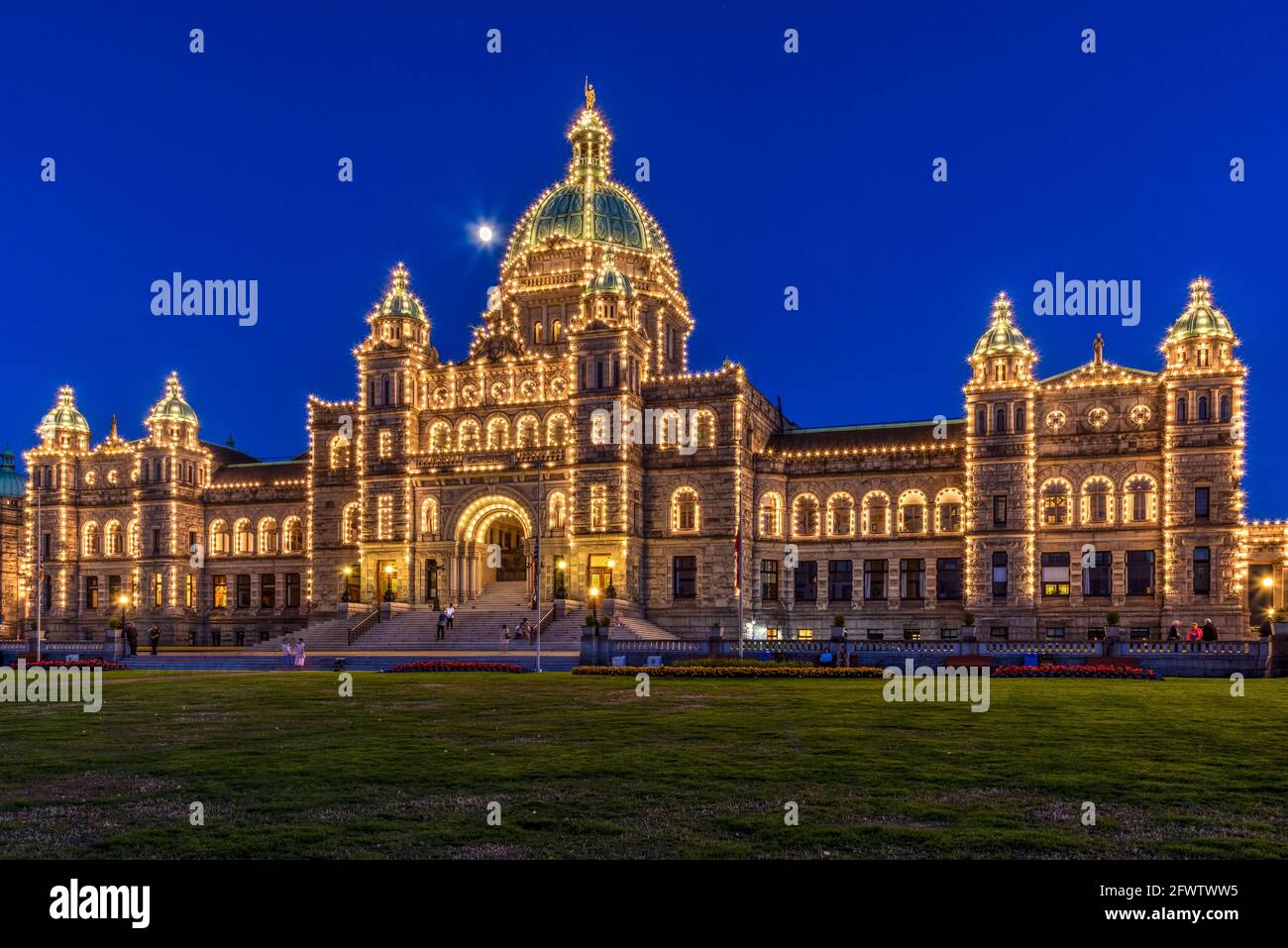 Vue de nuit des édifices du Parlement de la Colombie-Britannique, Victoria (Colombie-Britannique), Canada Banque D'Images