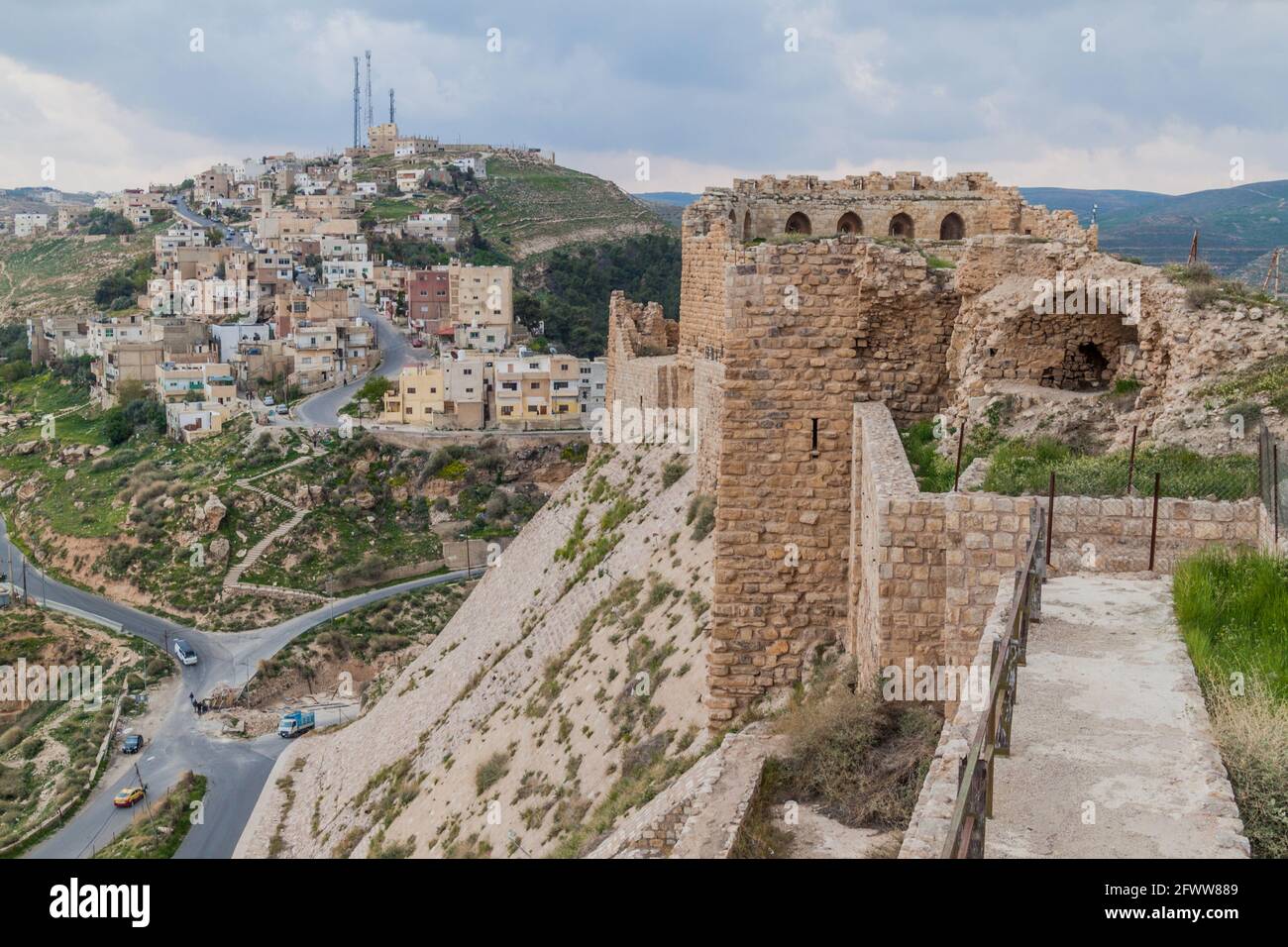 Ruines du château de Karak, Jordanie Banque D'Images