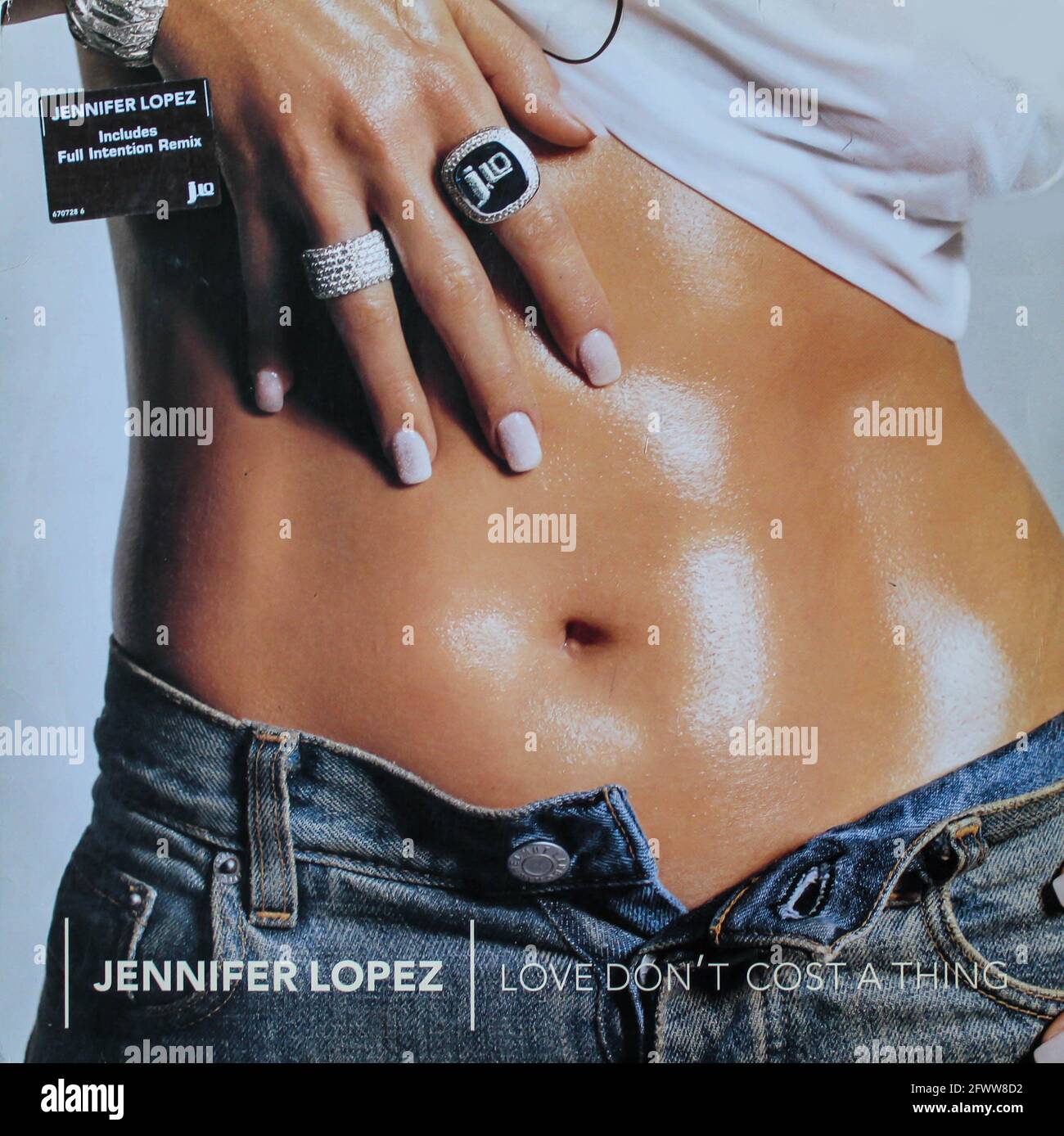 Album musical de Jennifer Lopez, artiste de danse pop, maison latine et rythme & blues sur disque vinyle, disque LP unique intitulé Love Don't cost a thing album cover Banque D'Images