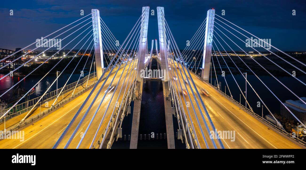 Panorama aérien du Nouveau pont Goethals Banque D'Images