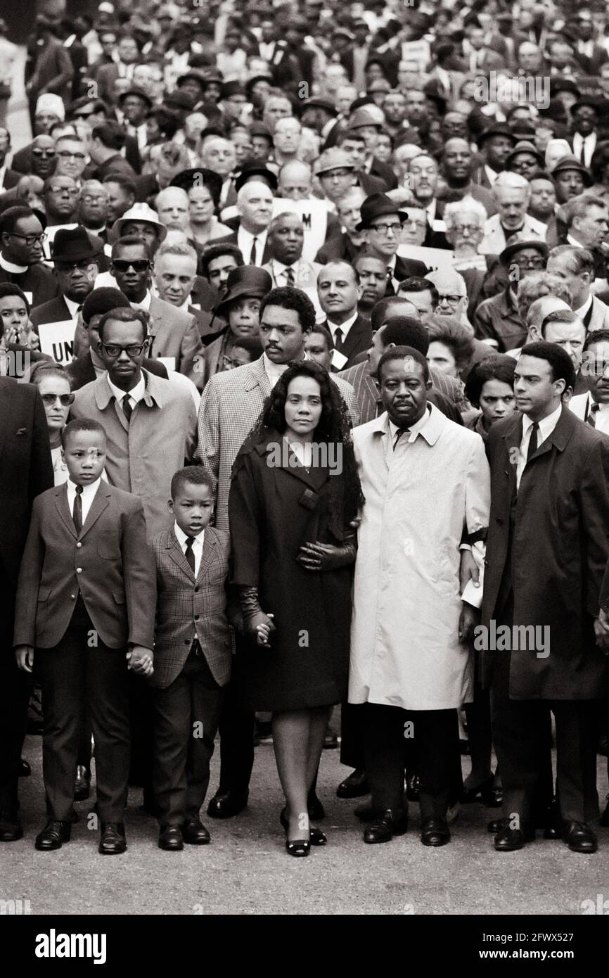 Coretta Scott King mène la marche de protestation Banque D'Images