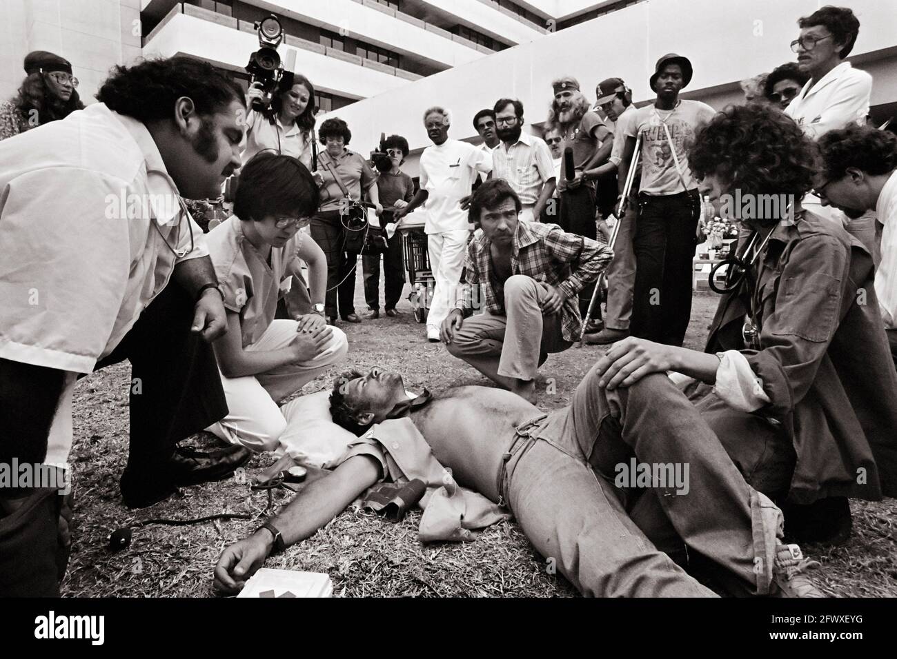 S'est effondré Vet Vietnam à V.A.Protestation; 1981 Banque D'Images