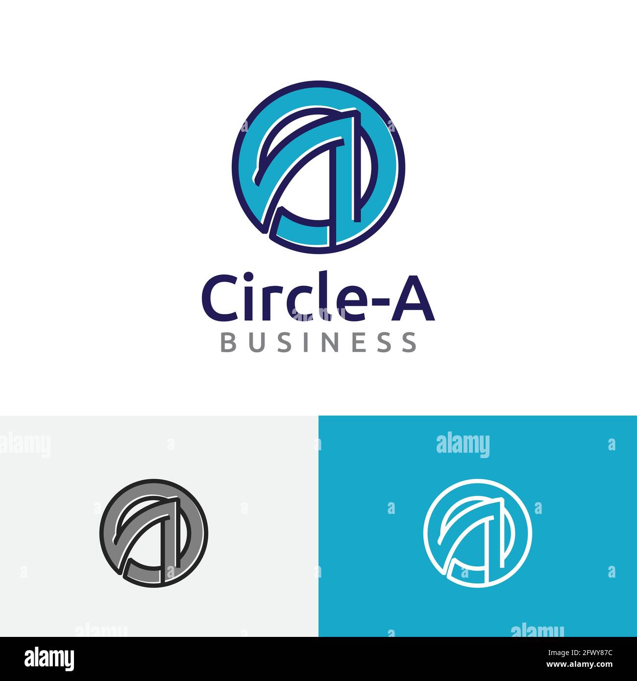 Un logo commercial abstrait moderne de la ligne cercle de lettres. Illustration de Vecteur