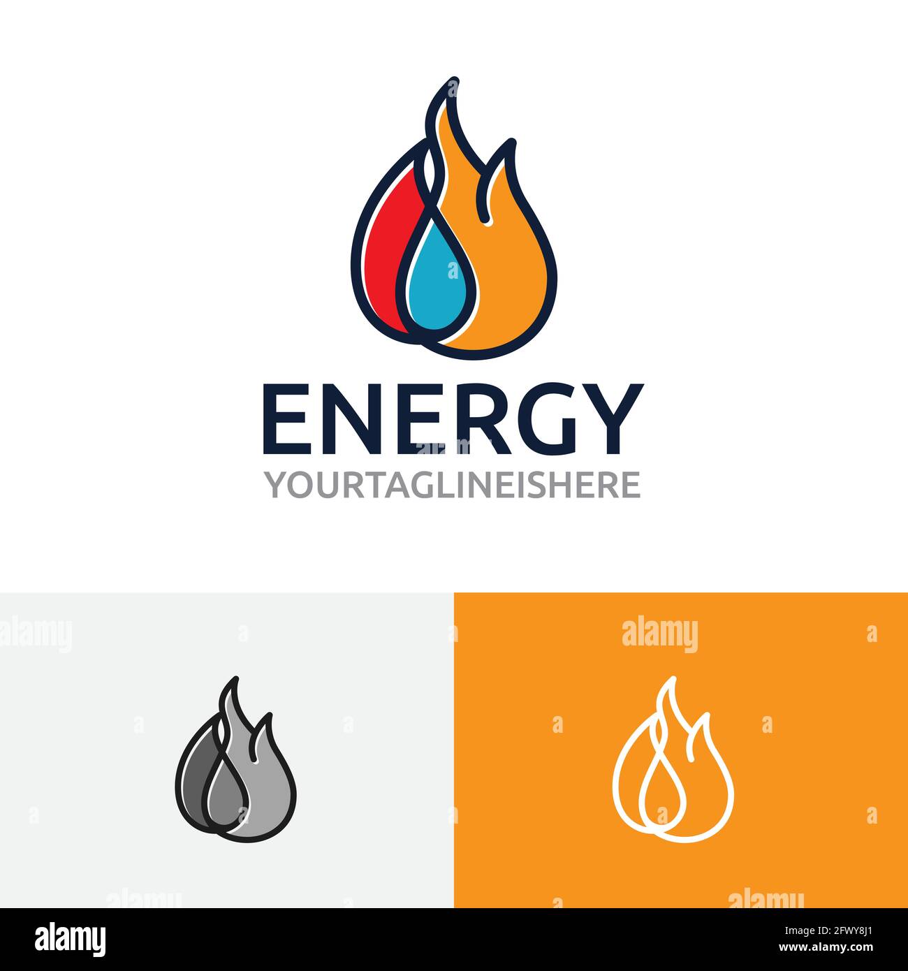 Logo d'entreprise Fire Flame Water Oil Energy. Illustration de Vecteur