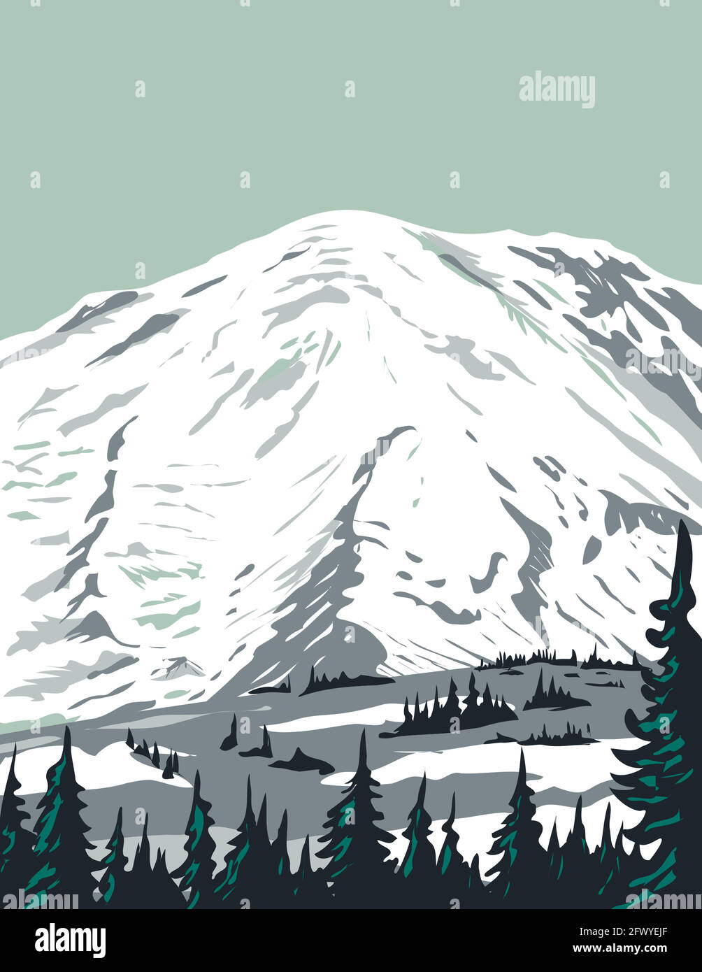 WPA Poster Art of Emmons Glacier sur le flanc nord-est de Mont Rainier situé dans le parc national du Mont Rainier à Washington État terminé dans le projet travaux Illustration de Vecteur