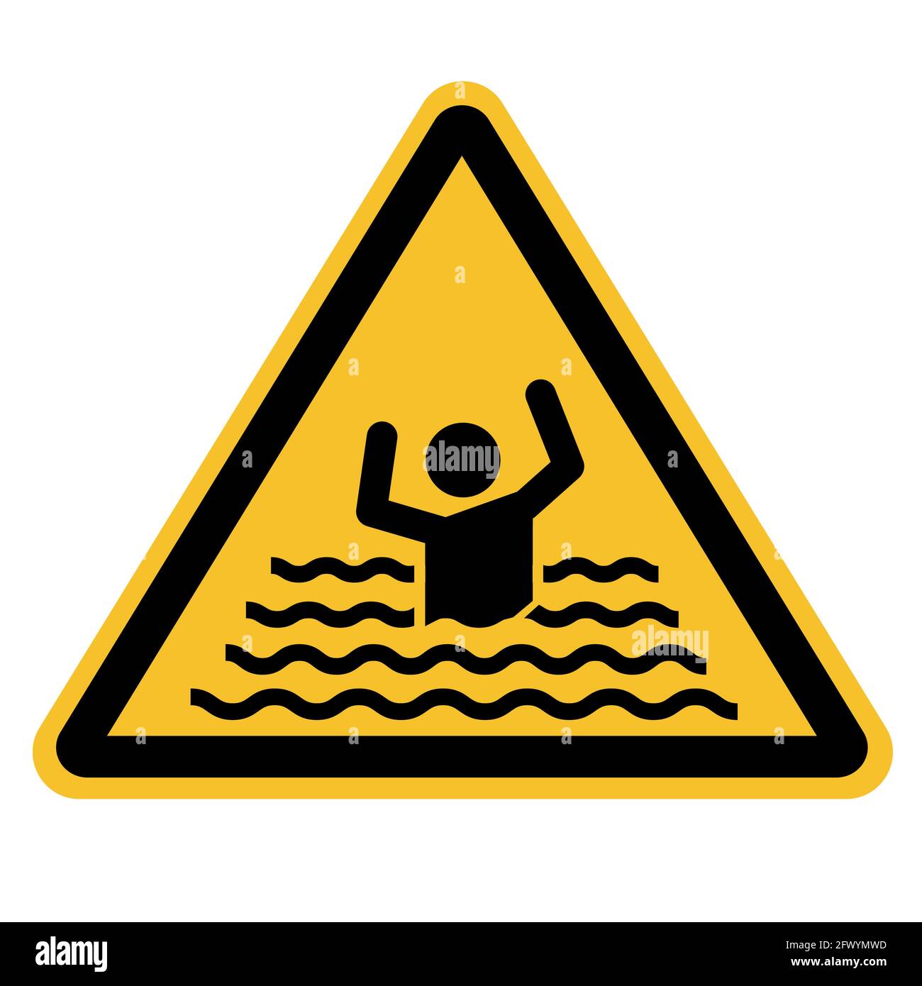 icône de natation interdite sur fond blanc. attention au panneau de noyade. panneau d'avertissement de noyade. symbole d'avertissement d'inondation. style plat. Banque D'Images