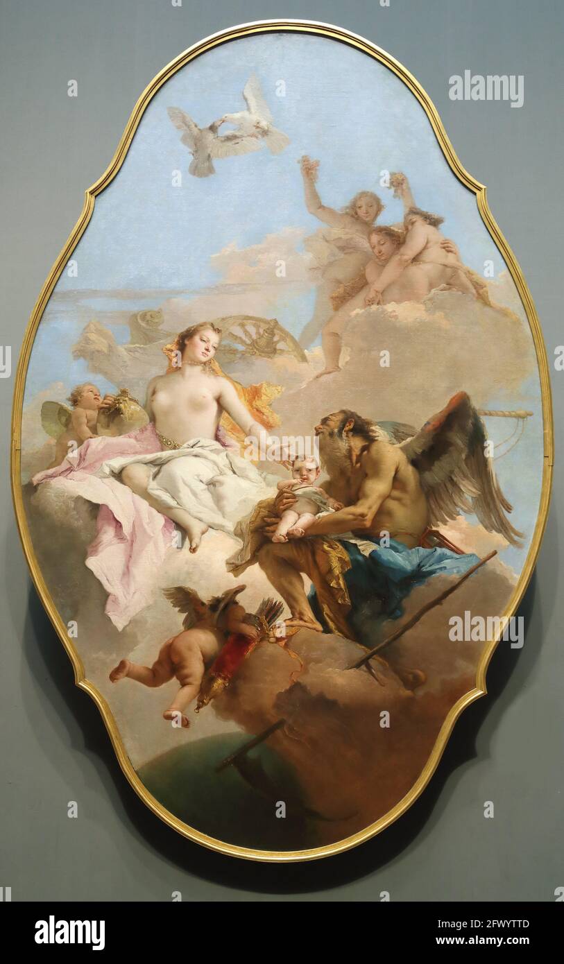 Une allégorie de Vénus et du temps par le peintre italien Giovanni Battista Tiepolo à la National Gallery, Londres, Royaume-Uni Banque D'Images