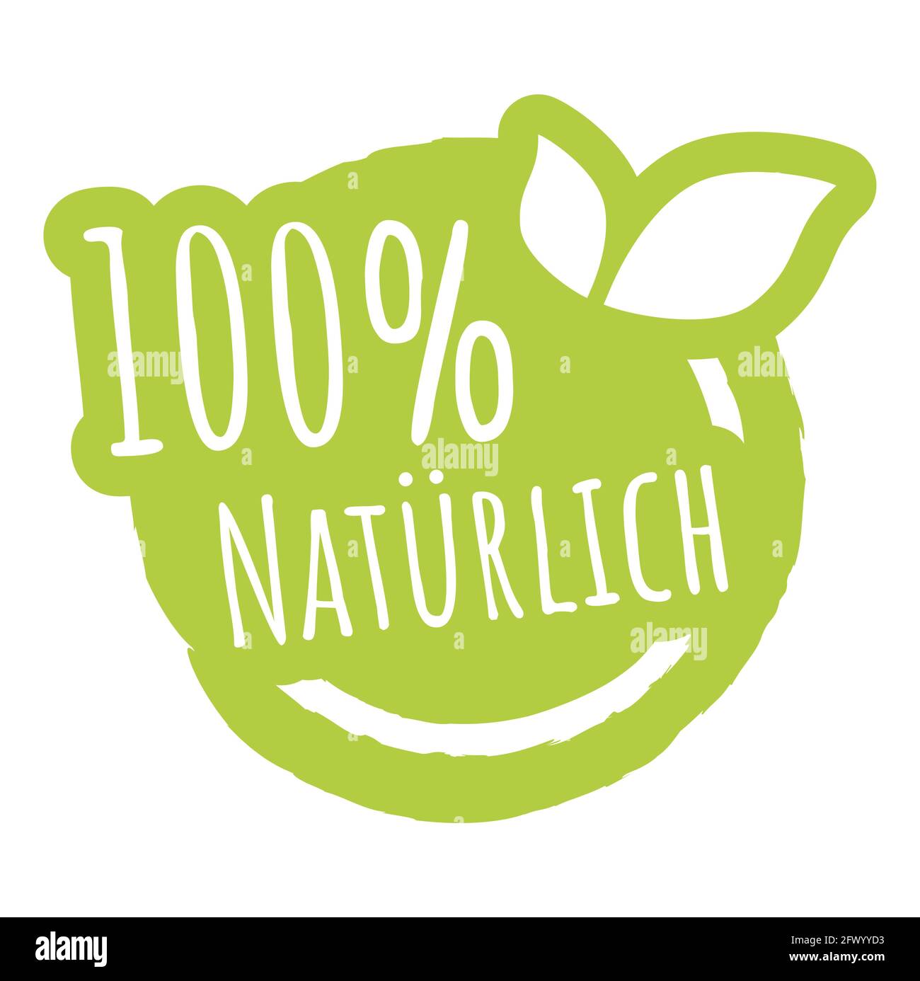 fichier vectoriel eps moderne vert timbre rond avec feuilles, texte blanc 100% naturel (allemand) Illustration de Vecteur