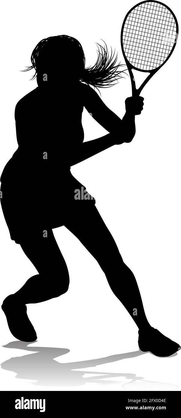 Tennis Silhouette Sport Player Femme Illustration de Vecteur