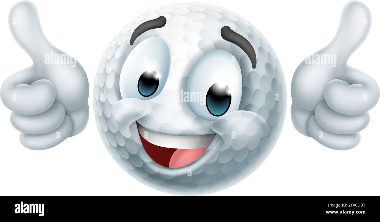 Balle de golf Emoticon face Emoji icône de dessin animé Illustration de Vecteur