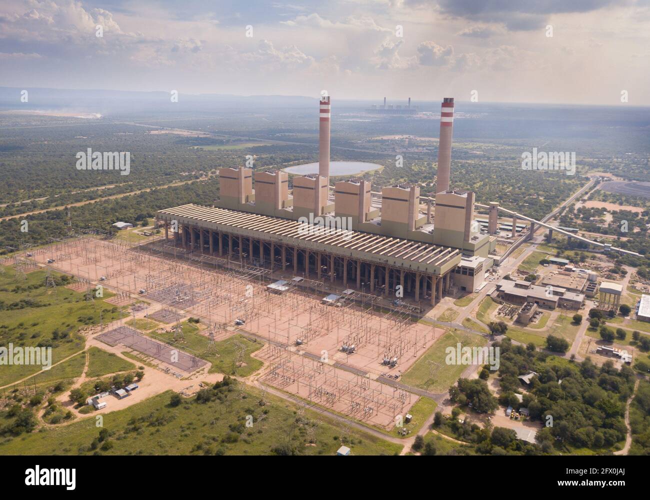 Centrale électrique en Afrique du Sud, vue aérienne de la centrale électrique de Kusile Banque D'Images