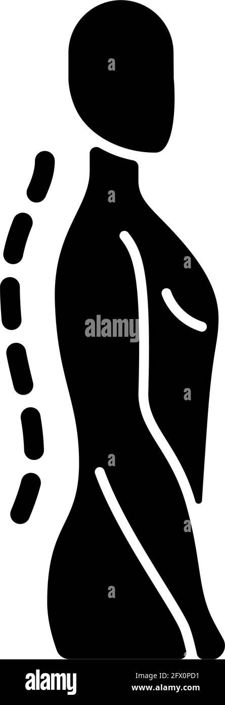 Icône de glyphe noir de correction de posture debout Illustration de Vecteur