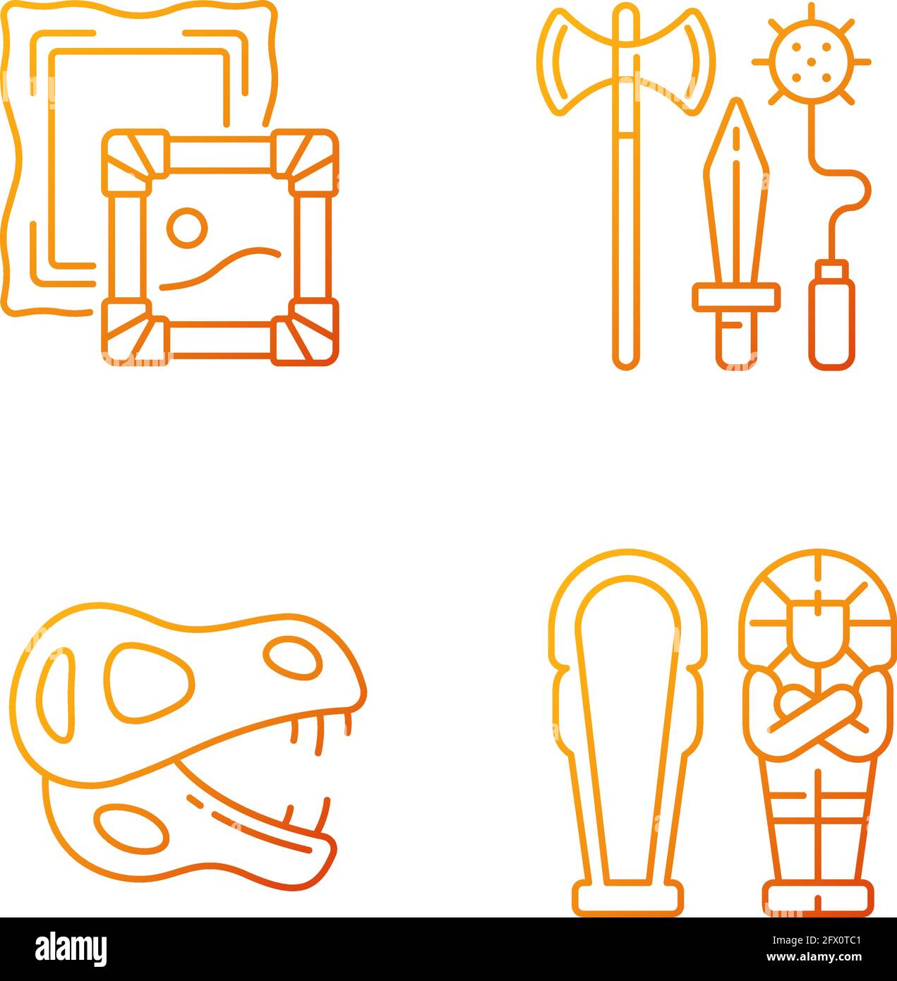 Ensemble d'icônes de vecteur linéaire de gradient d'excavation archéologique Illustration de Vecteur