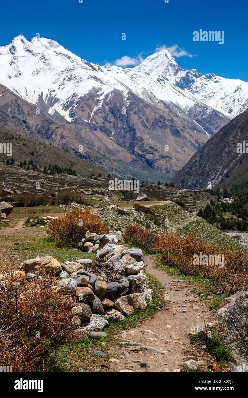 Ancienne route commerciale vers le Tibet depuis la vallée de Sangla. Himachal Pradesh, Inde Banque D'Images