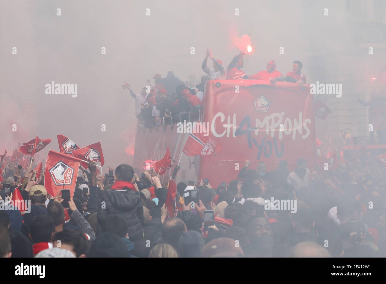 Celebration Supporters and team LOSC le titre du Championnat de France 2021 le 24 mai 2021 à Lille, France - photo Laurent Sanson / LS Medianord / DPPI / LiveMedia Banque D'Images