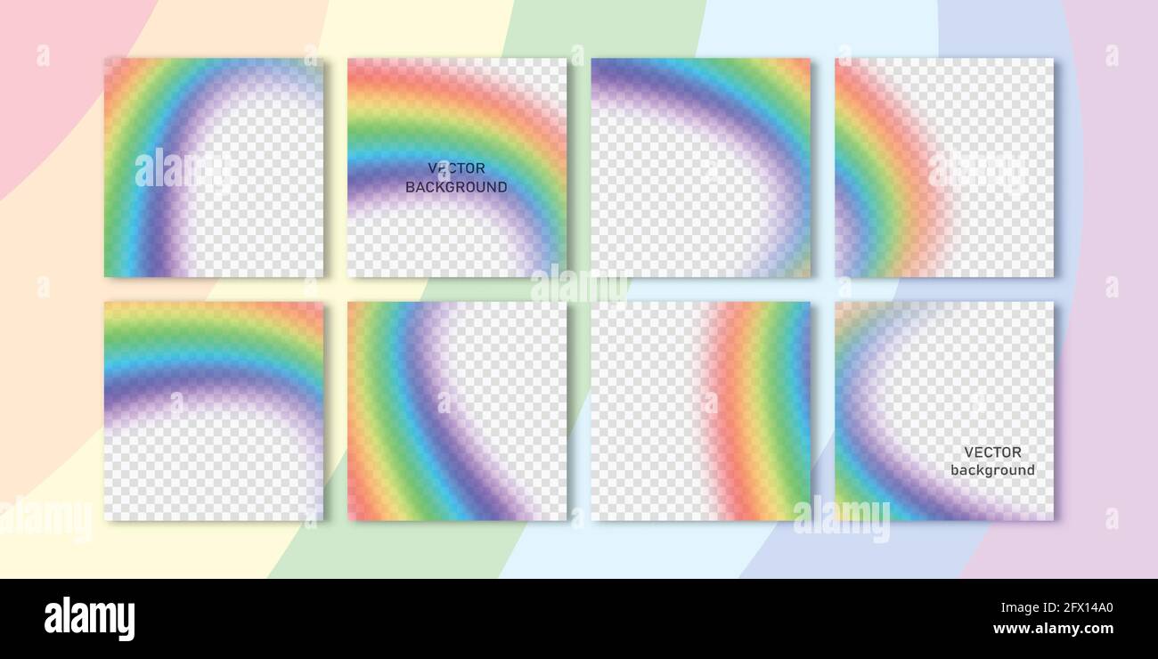 Ensemble de vecteurs tendance pour les médias sociaux, les articles et les messages sur les réseaux sociaux, les applications mobiles, les bannières et les publicités Web. Modèle fond arc-en-ciel transparent avec Illustration de Vecteur