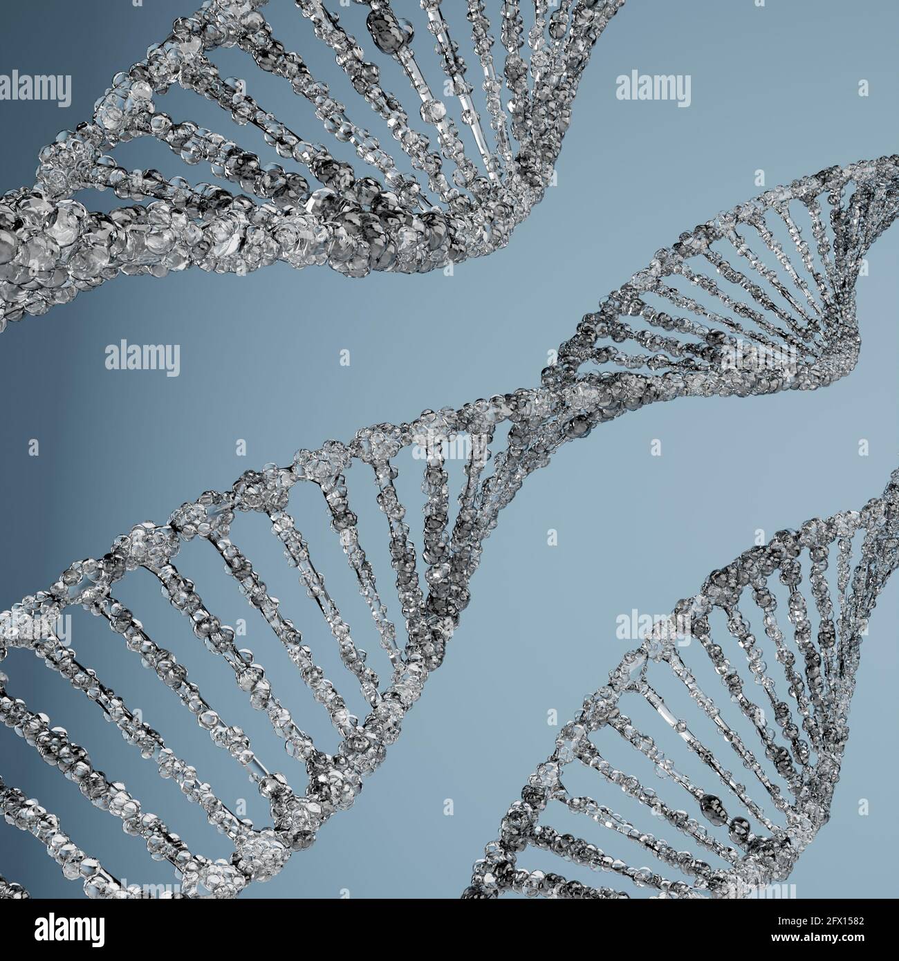 Structures moléculaires de l'ADN sur fond bleu. Banque D'Images