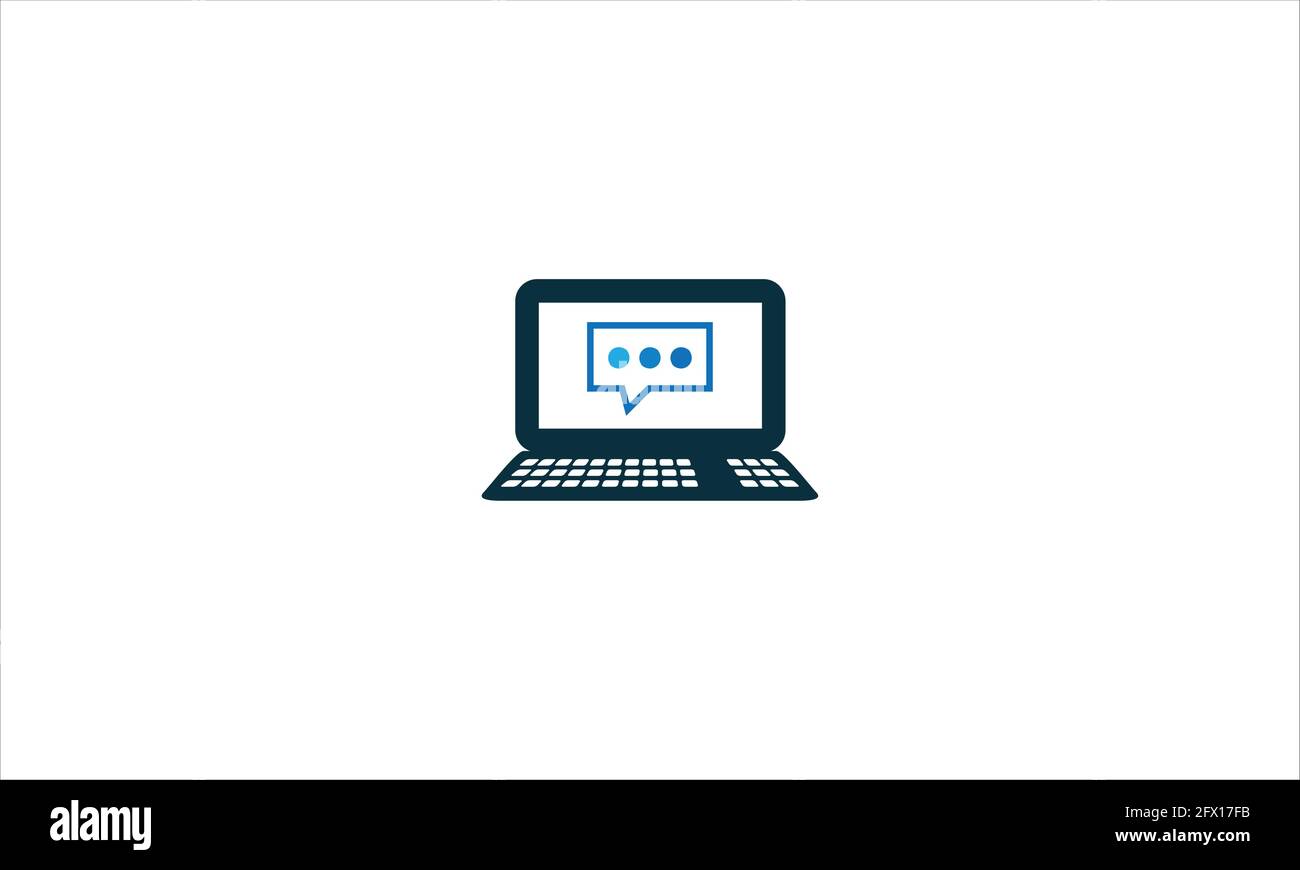 Chat, ordinateur, ordinateur portable, chat sur ordinateur portable, écran d'ordinateur portable, messagerie, logo d'icône en ligne Illustration de Vecteur