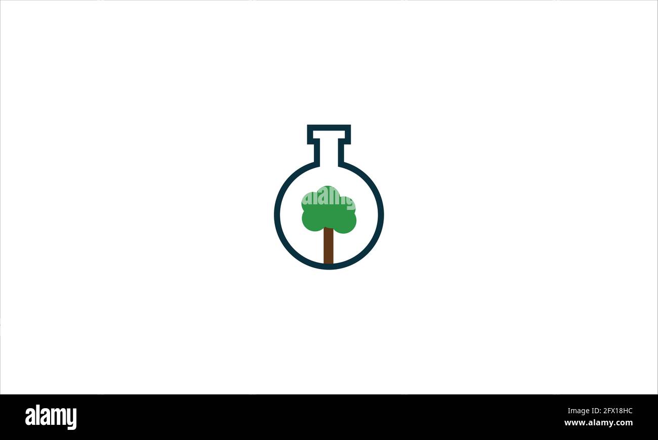 Tube à essai nature Lab logo design vecteur. Icône de biologie plate, graphiques vectoriels. Icône de remplissage de la ligne de croissance de l'expérience Illustration de Vecteur