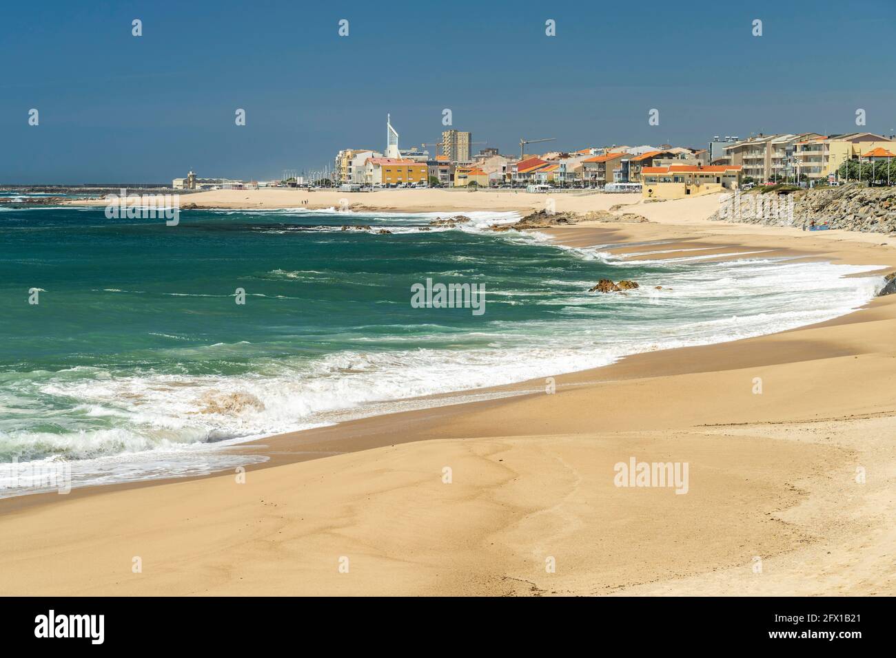 Der Strand Praia das Caxinas und Vila do Conde, Portugal, Europa | Plage de Praia das Caxinas et Vila do Conde, Portugal, Europe Banque D'Images