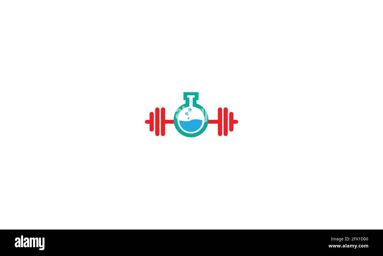 Modèle de dessin vectoriel abstrait de laboratoire de fitness ou de bouteille de Lab design de vecteur de forme physique logo, design de logo de forme physique, icône de dumbbell, idées de logo de salle de sport Illustration de Vecteur