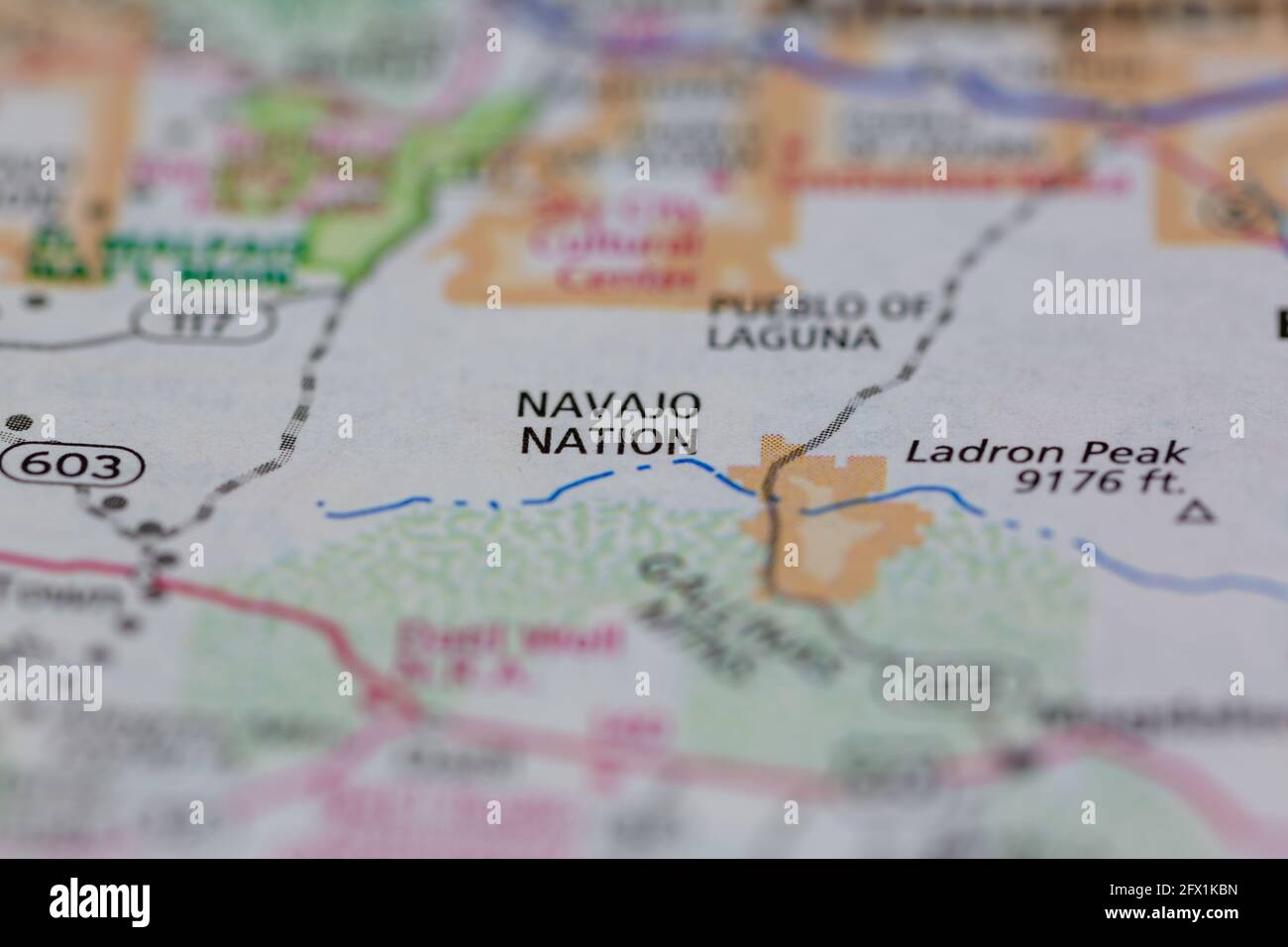 Nation Navajo Nouveau-Mexique États-Unis sur une carte de géographie ou une route Banque D'Images