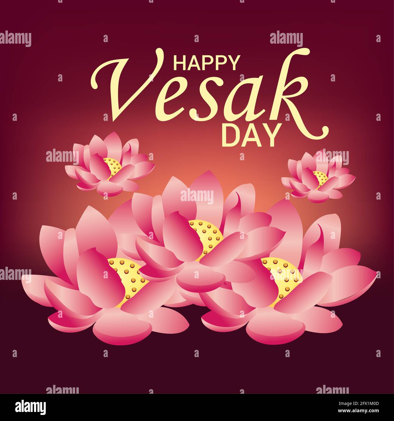 Illustration vectorielle d'un arrière-plan pour le jour du Vesak heureux, le jour du Bouddha. Banque D'Images