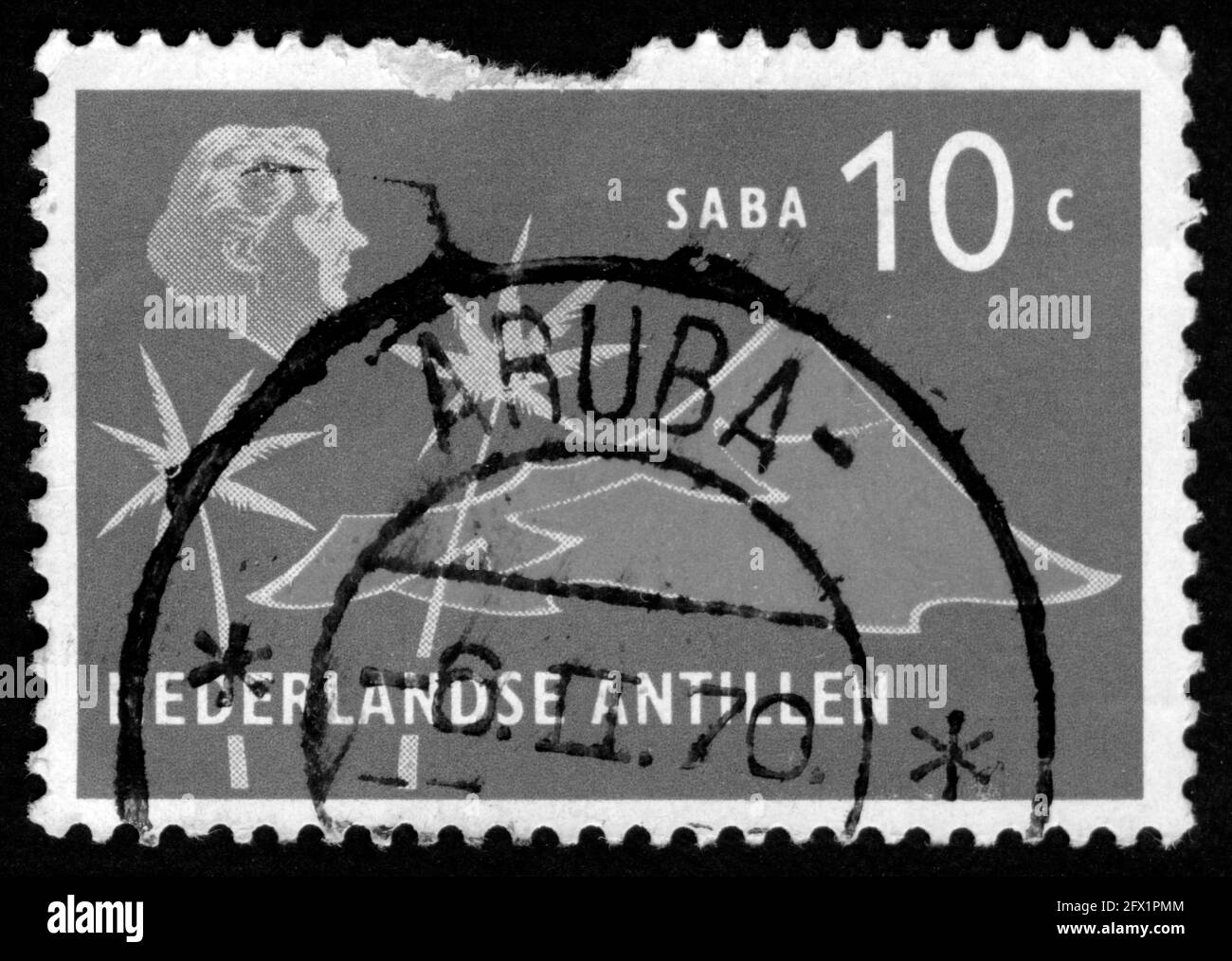 Imprimé timbres aux Antilles néerlandaises Banque D'Images