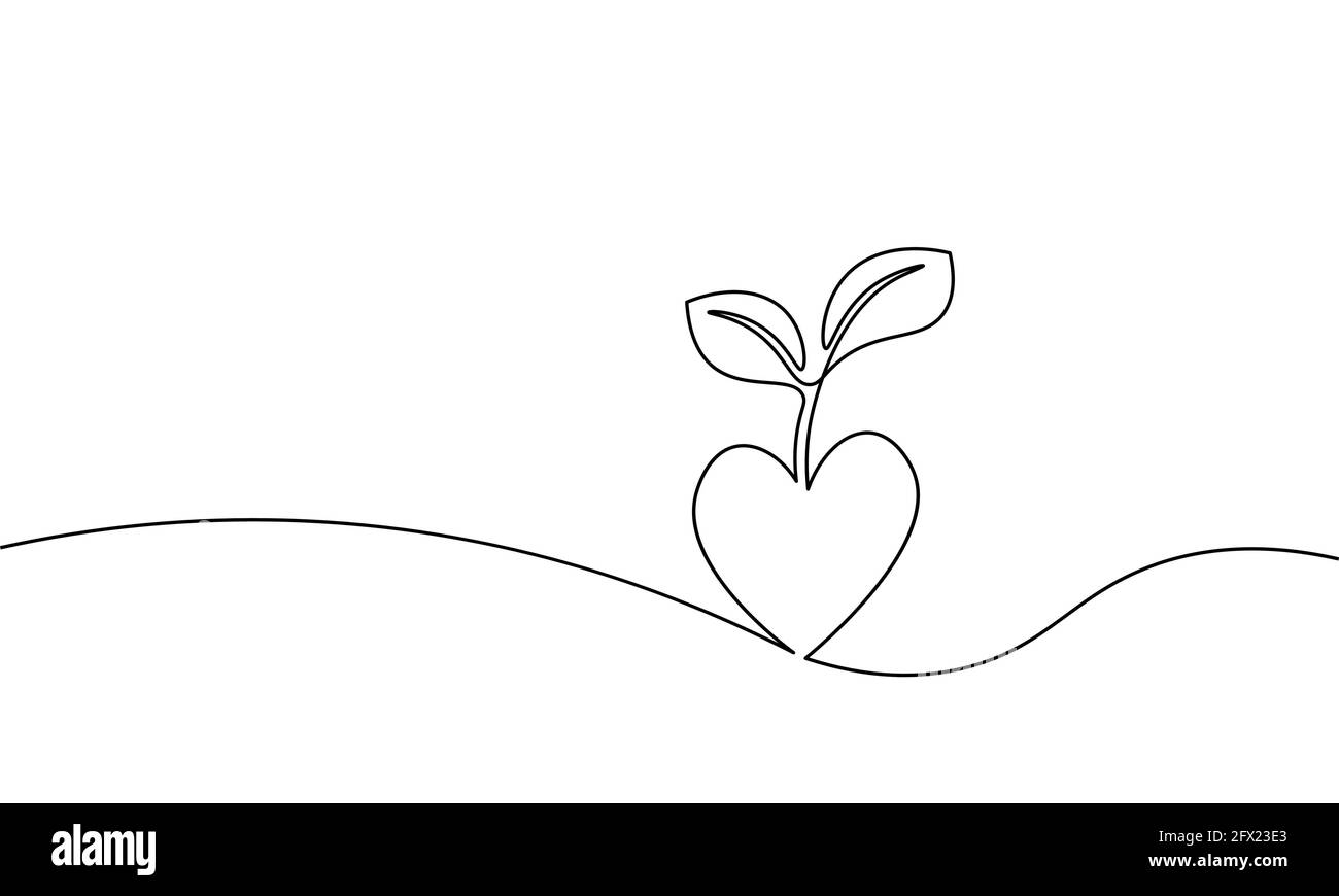 Art en ligne continue plante arbre concept écologique. Une ligne dessinant une forêt d'arbres de semis. Sauver la planète Terre nature environnement croissance vecteur de vie Illustration de Vecteur