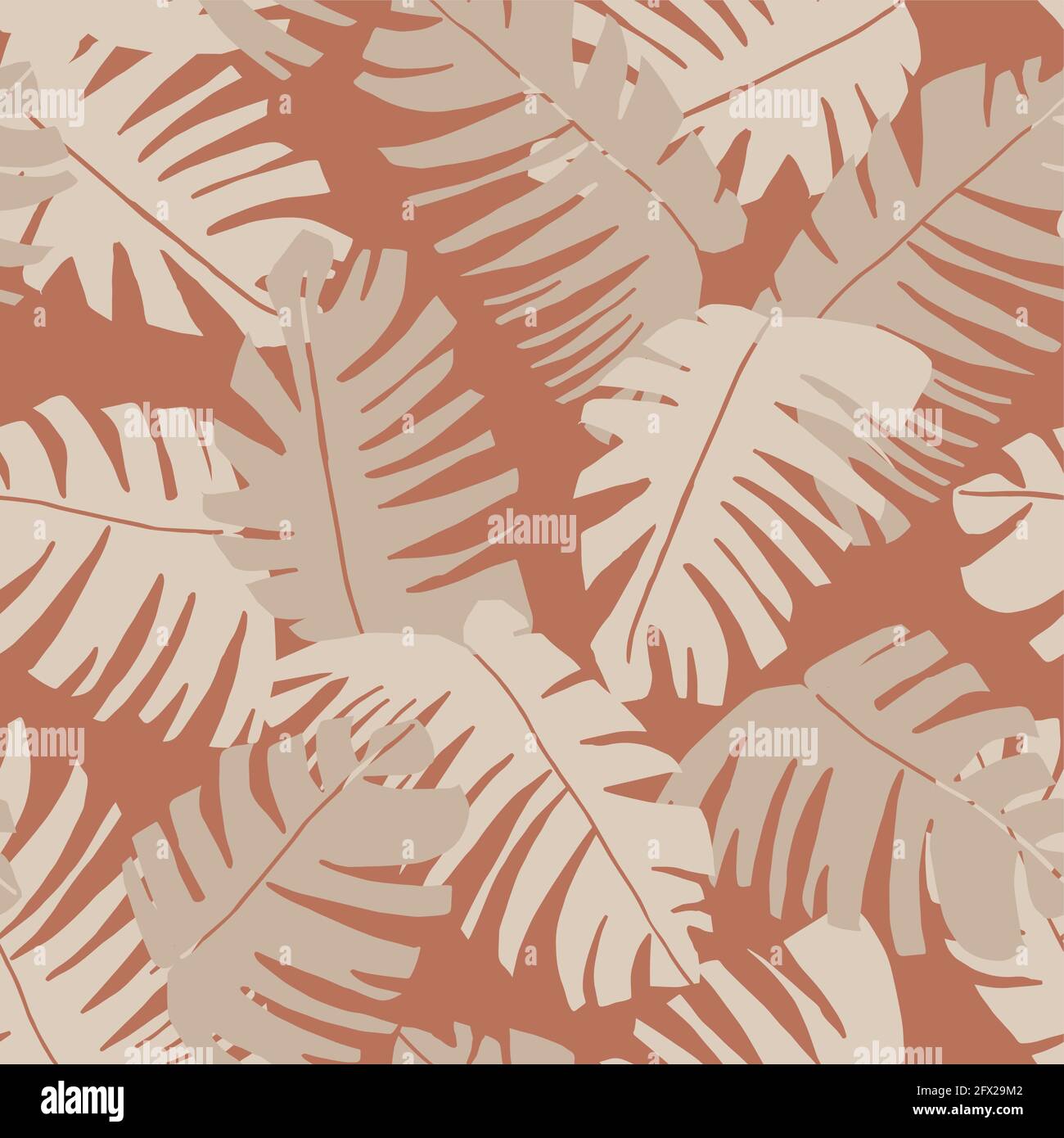 Magnifique motif d'été sans couture avec feuilles de bananiers exotiques. Texture hawaïenne décorative. Carreaux récurrents, motif tropical naturel pour la marque Illustration de Vecteur
