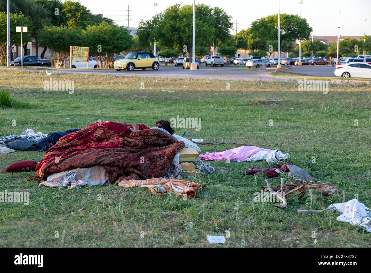 Campement sans-abri, Austin, Texas, Etats-Unis, par James D Coppinger/Dembinsky photo Assoc Banque D'Images