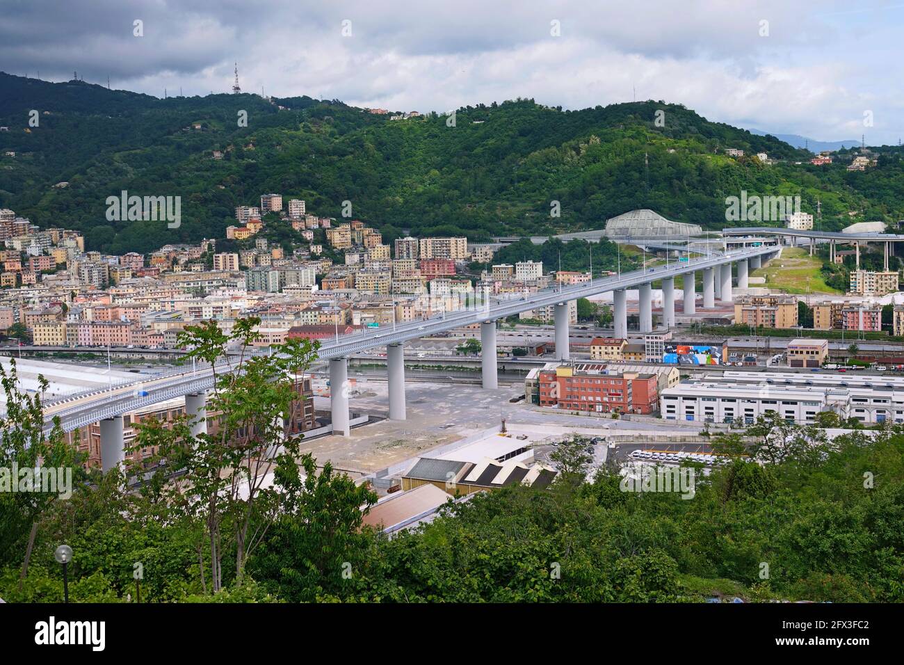 Pont San Giorgio, nouvelle autoroute à Gênes, Italie. Banque D'Images