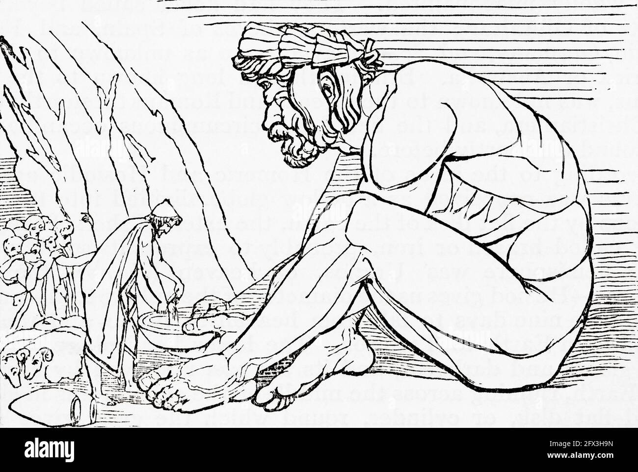 Odysseus et Polyphemos, roi des Cyclops. D'UNE histoire populaire de la Grèce, publié en 1887. Banque D'Images