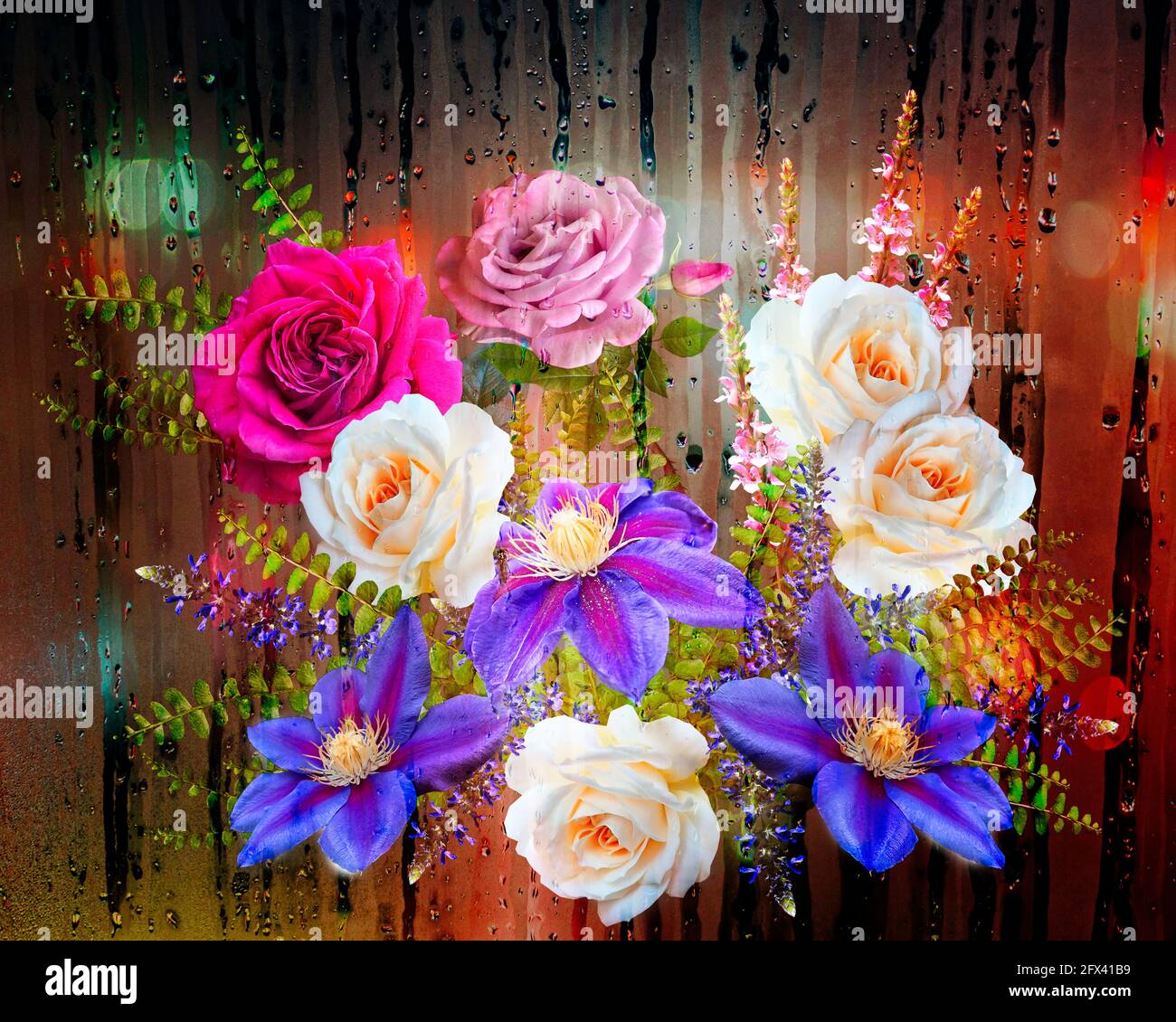 ART FLORAL : carte de vœux Banque D'Images