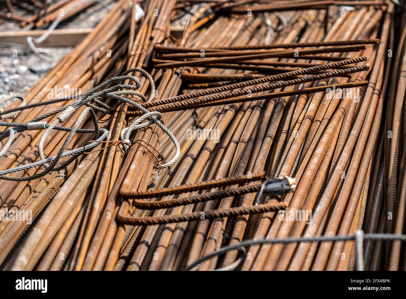 Grand chantier de construction , fer de construction, fer d'assemblage, construction en béton, construction en béton armé, Banque D'Images