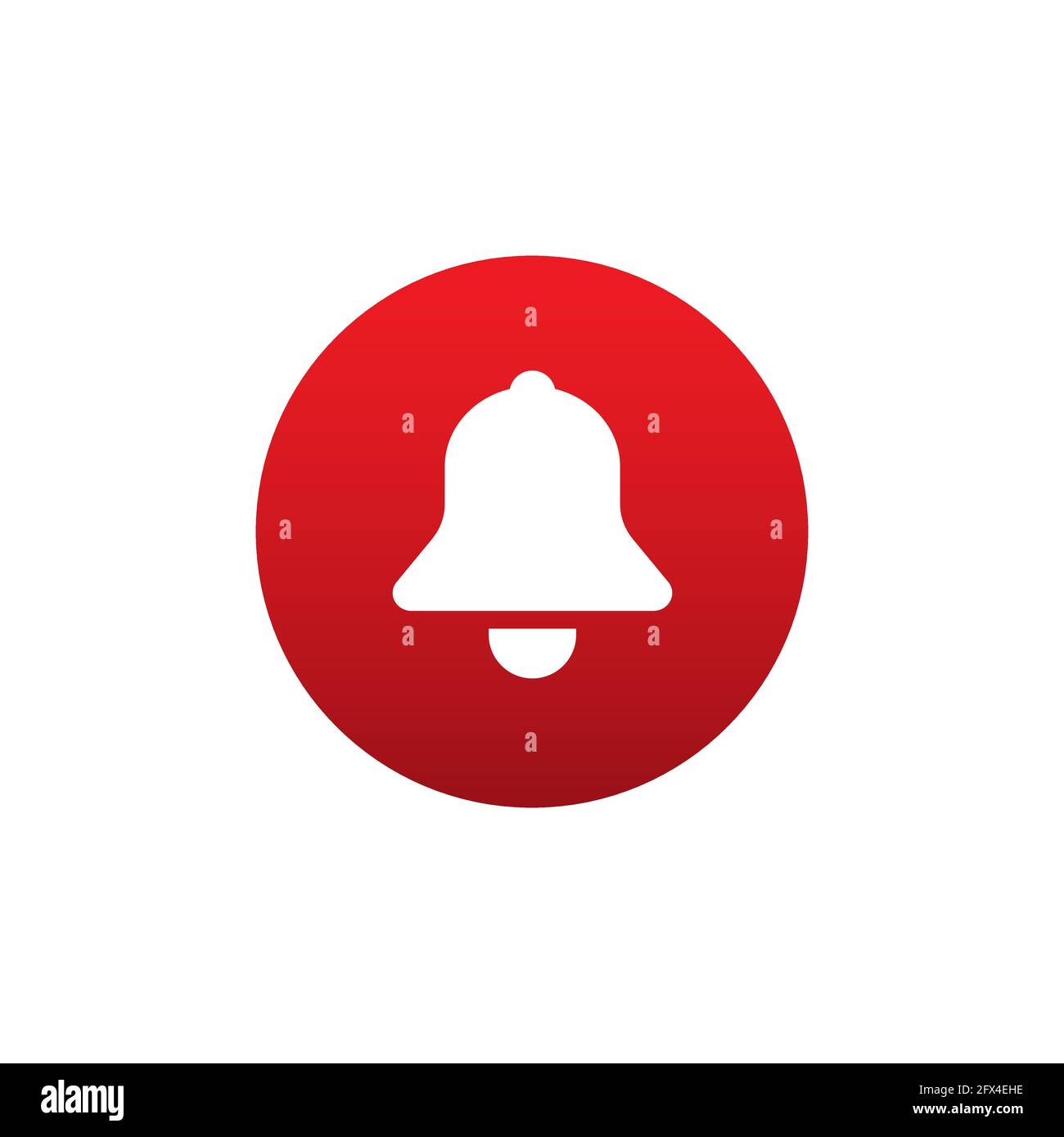 Une cloche blanche sur un fond rond rouge pour les applications telles que youtube, la sonnerie d'alerte ou le symbole d'alarme de l'abonné Illustration de Vecteur