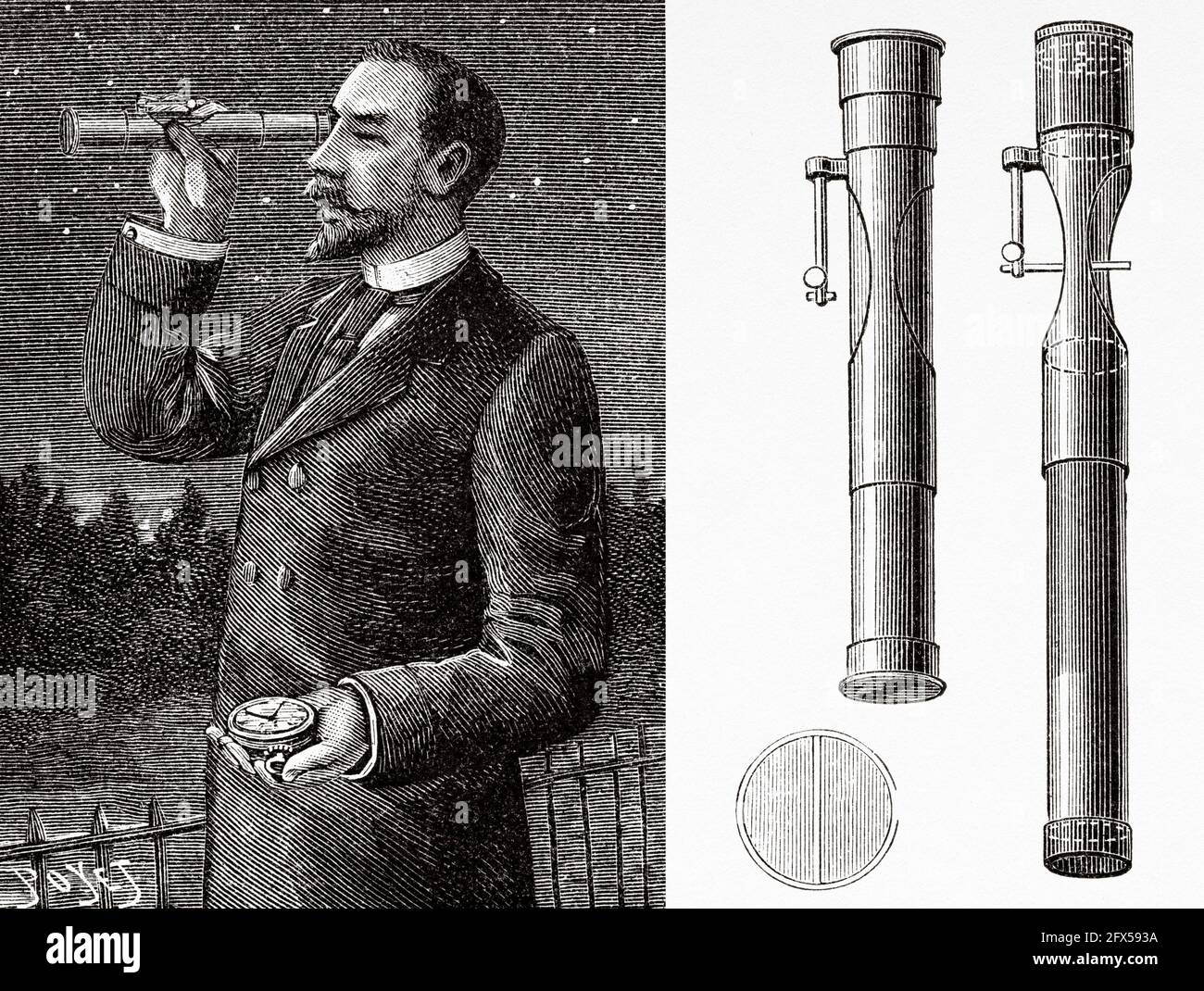 Photomètre historique de Henry. Ancienne illustration gravée du XIXe siècle de la nature 1893 Banque D'Images