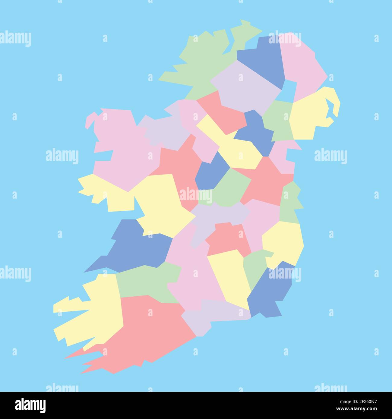 Carte vectorielle des conties de l'Irlande à étudier Illustration de Vecteur