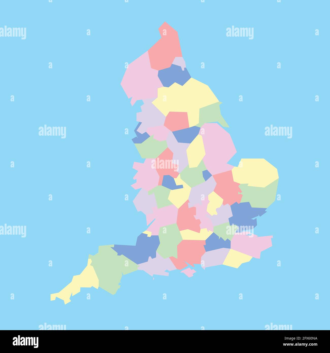 Carte vectorielle des comtés cérémoniels d'Angleterre à étudier Illustration de Vecteur