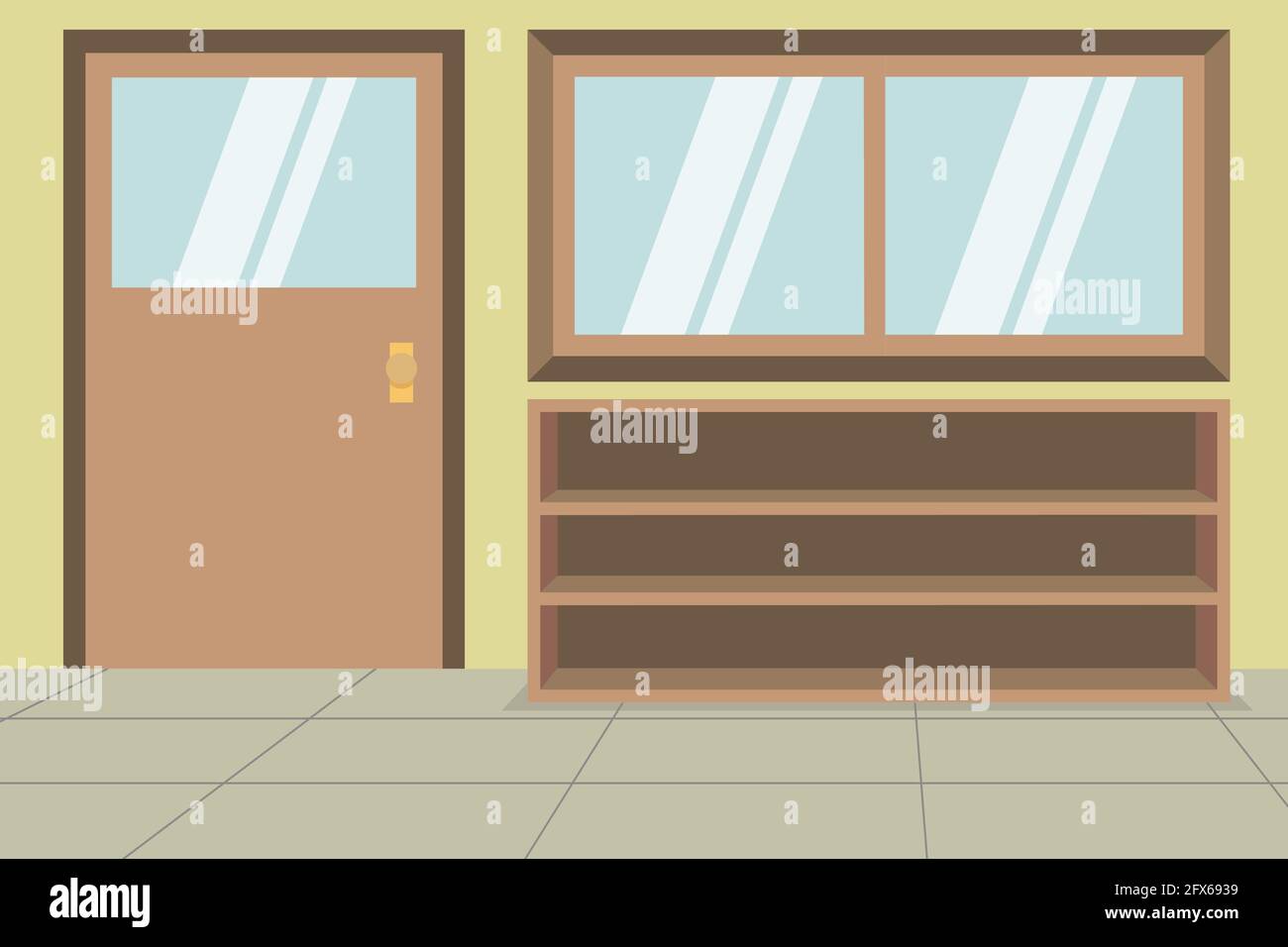 Vider l'arrière-plan du couloir scolaire pendant une pandémie. Livre pour enfants. Illustration vectorielle. Illustration de Vecteur