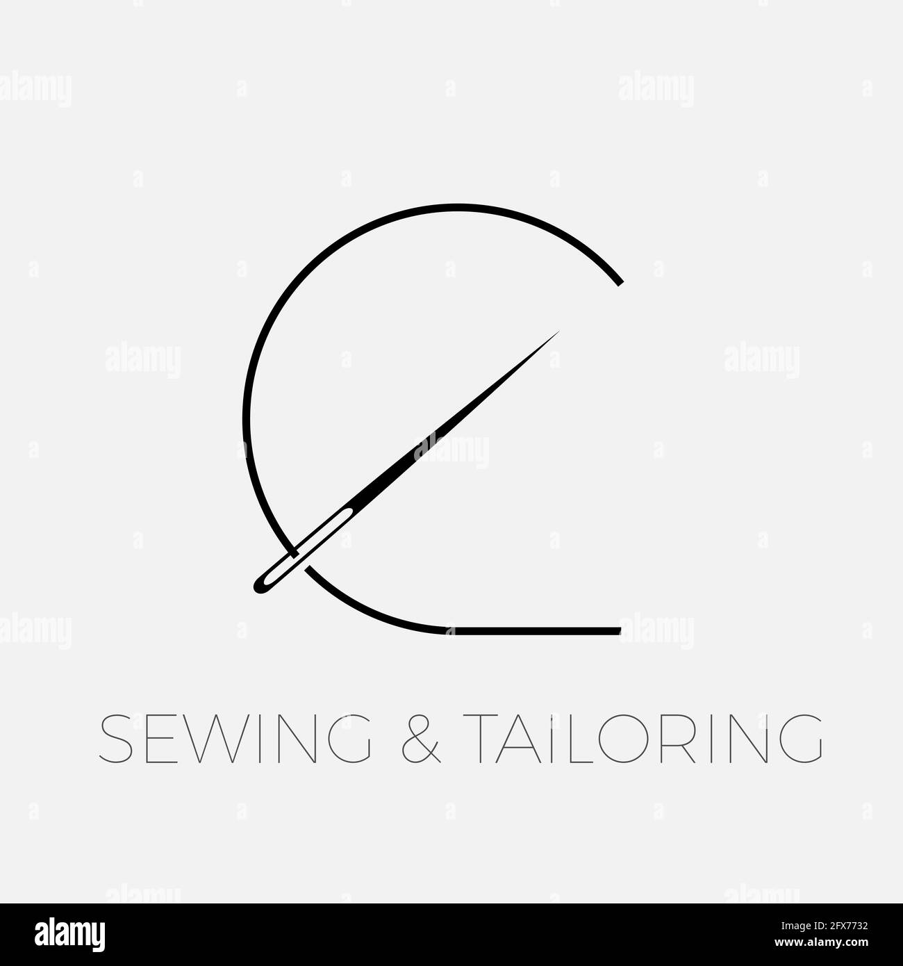 Logo vectoriel abstrait, aiguille et fil pour la couture, concept de couture et de couture Illustration de Vecteur