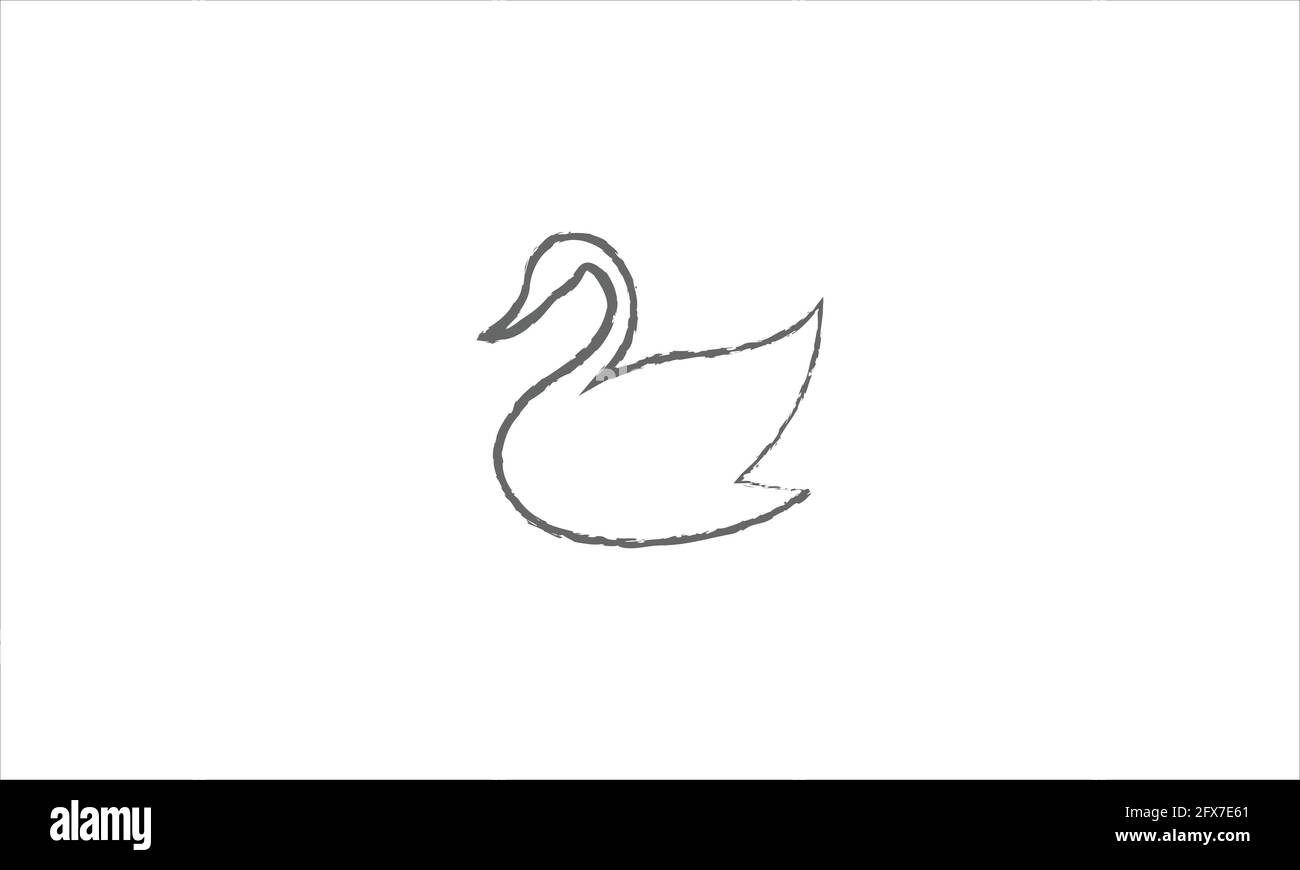 Illustration vectorielle du logo d'icône de canard dessiné à la main ou icône d'oie. Illustration de Vecteur
