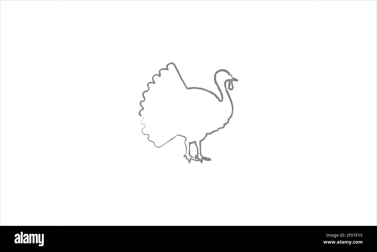 Ligne d'oiseau de dinde et panneau de volaille d'animal et de ferme de glyphe logo d'icône de graphique vectoriel Illustration de Vecteur