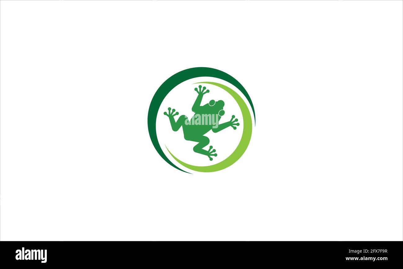 Vert Grenouille en cercle icône de silhouette logo modèle vectoriel illustration Illustration de Vecteur