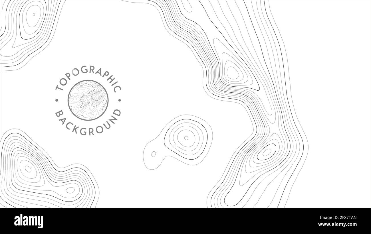 Texture de motif topographique vectoriel. Illustration vectorielle de la topographie géographique des montagnes avec contours gris. Carte sur les sentiers terrestres. Co. Graphique d'élévation Illustration de Vecteur