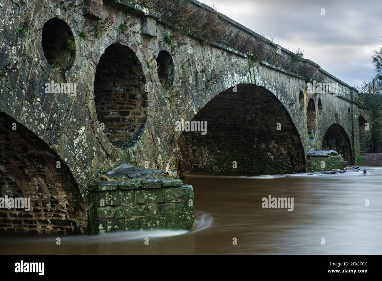 Pont de pantalon y goitre sur la rivière Usk à Llanvihangel Gobion, près d'Abergavenny. Banque D'Images