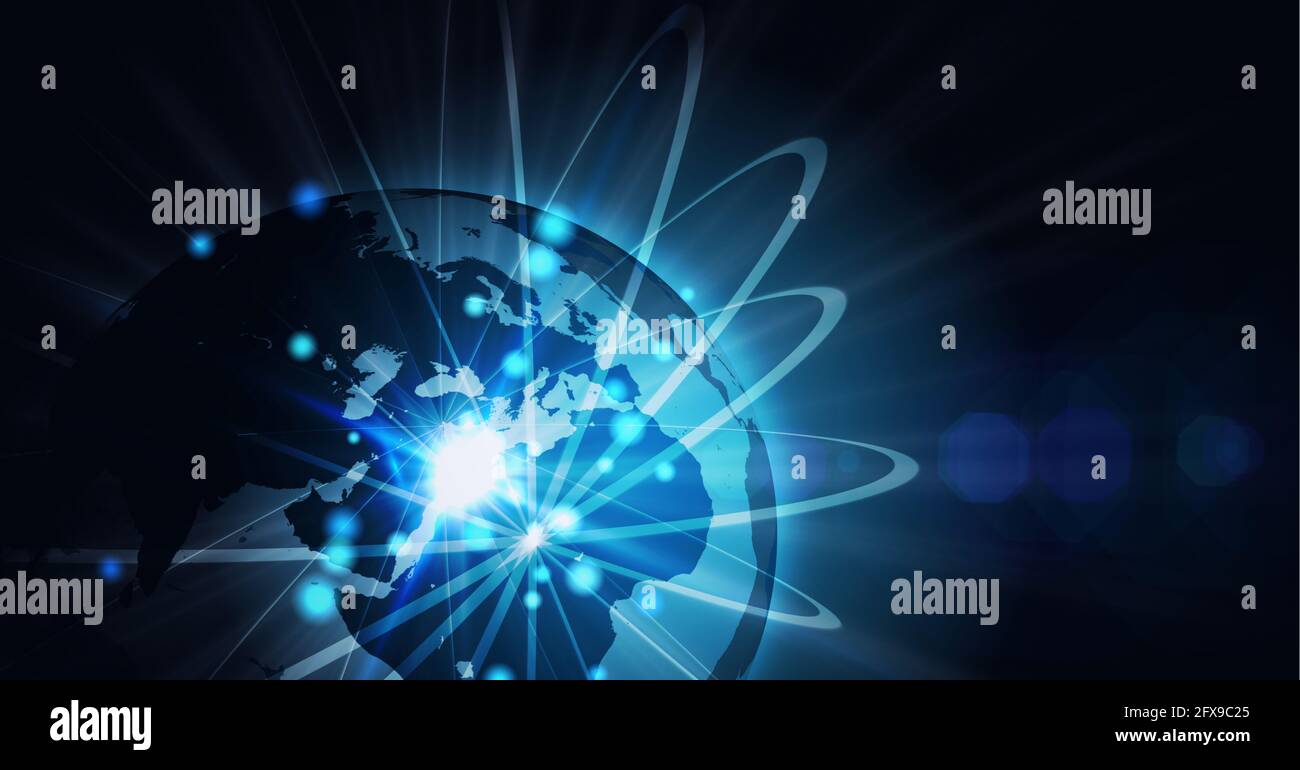 Composition du réseau de connexions sur le globe lumineux Banque D'Images