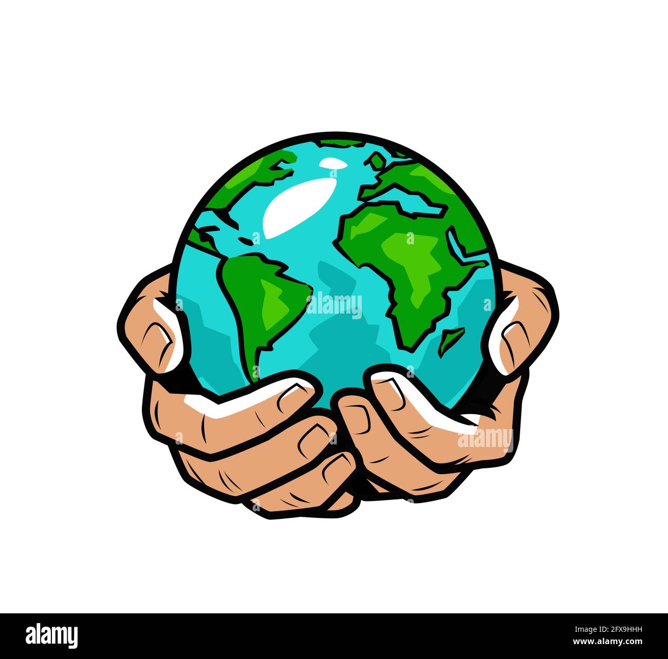 Mains tenant le globe terrestre. Nature, écologie concept vecteur illustration Illustration de Vecteur